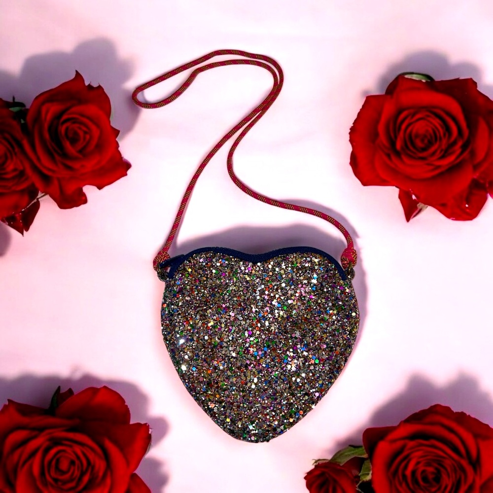 Crewcuts Girls Glitter Heart Bag NWOT